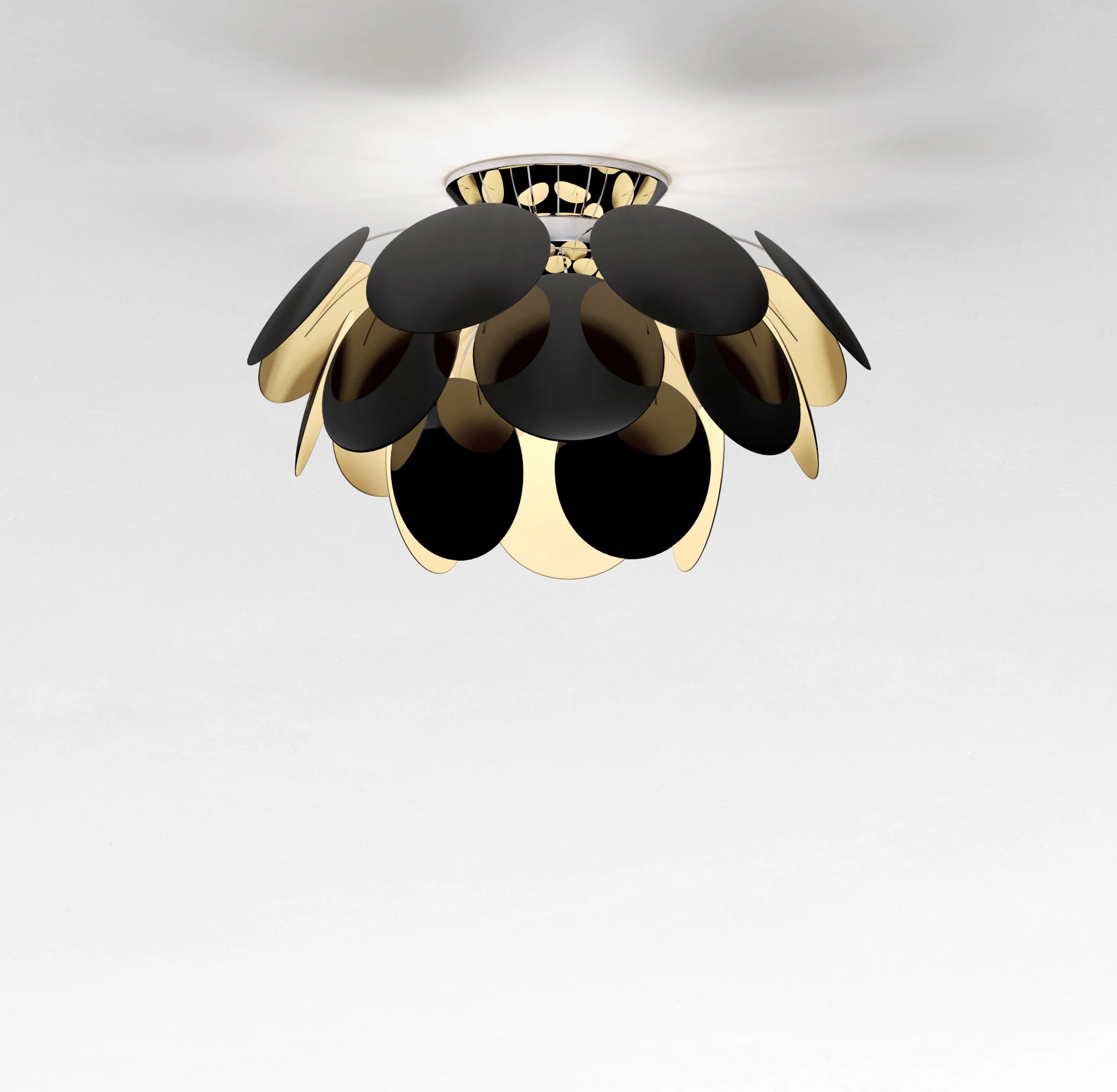 Elegant Discoco Loftlampe i Sort og Guld – Belysningstilbud