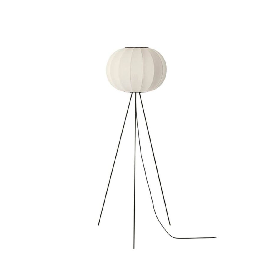 Elegant Hvid Håndlavet Rund Gulvlampe - Unikt Design Tilbud