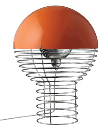 Krom/Orange Verpan Wire Bordlampe Ø40 Krom Orange - Verner Panton Lampoo  - 5702410530898