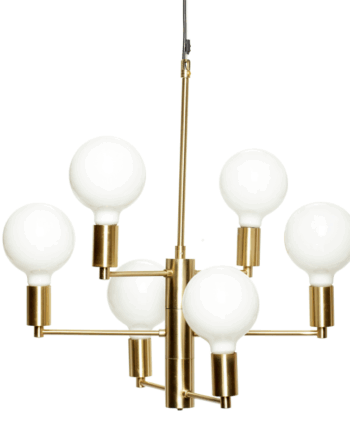 Elegant hvid loftlampe i messing - Gratis levering!