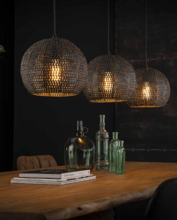 8103 Loftlampe Sort Brun Metal Med Lampeskærme - Lampoo