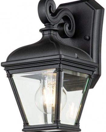 Bayview Udendørs Væglampe Aluminium Glas H27 E27 Mat Sort Klar - Lampoo