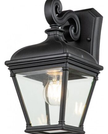 Bayview Udendørs Væglampe Aluminium Glas H33 E27 Mat Sort Klar - Lampoo