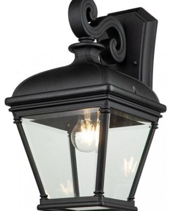 Bayview Udendørs Væglampe Aluminium Glas H42 E27 Mat Sort Klar - Lampoo