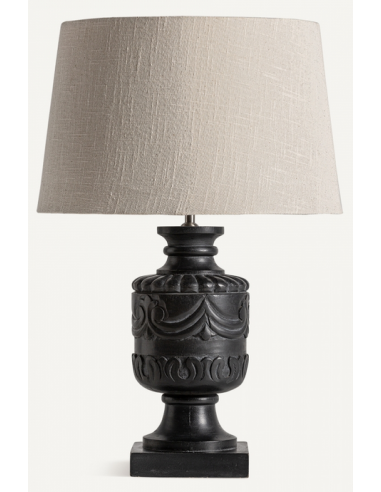 Bordlampe Mangotræ Bomuld H70 Rustik Sort Beige - Vical Home Lampoo