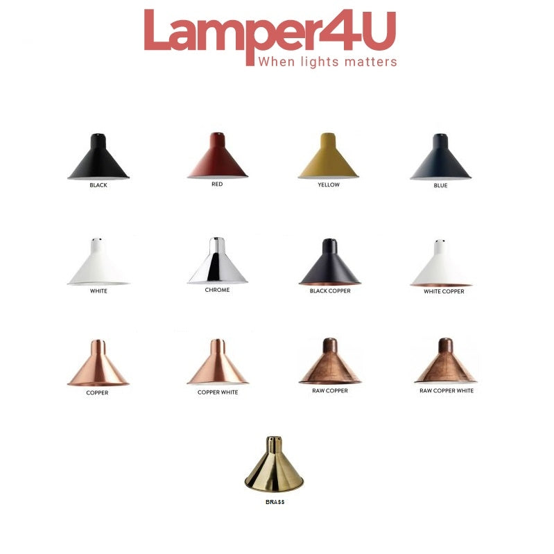 Lampe Gras 203 Væglampe Sort Messing Conisk Skærm - Lampe Gras Lampoo