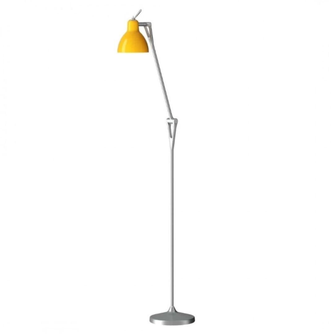 Alu / Silver Luxy Gulvlampe Alu Blank Gul Skærm Rotaliana - Rotaliana Lampoo  - 8013210136843