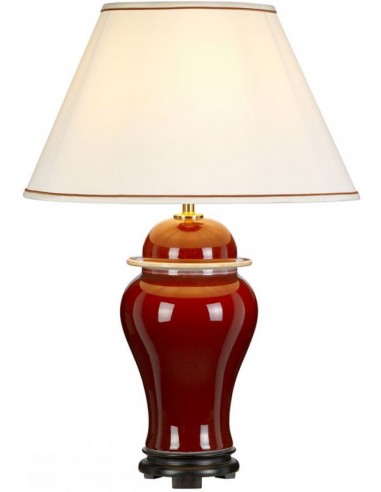 Hvid Oxblood Bordlampe Keramik Polyester H65 E27 Blodrød Off White - Lampoo