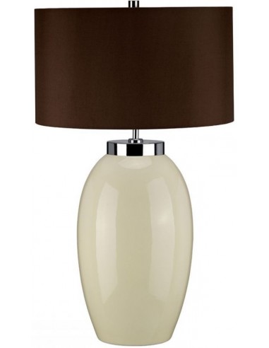 Victor Bordlampe Keramik Faux Silke H70 E27 Creme Brun - Lampoo