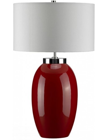 Victor Bordlampe Keramik Faux Silke H70 E27 Rød Creme - Lampoo